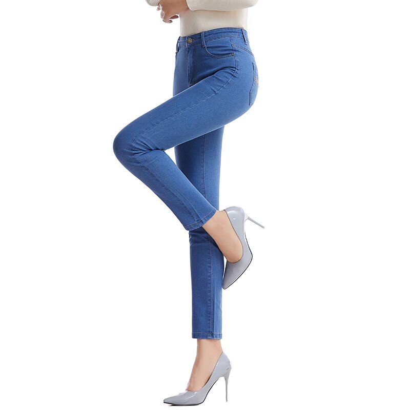 Blue Jeans For Women Stretch High Waist Mom Jeans Spring 2022 New Korean Fashio Women&s Jeans Streetwear Straight De